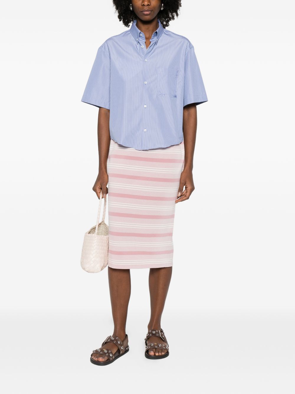 Prada Women Striped Cotton Skirt
