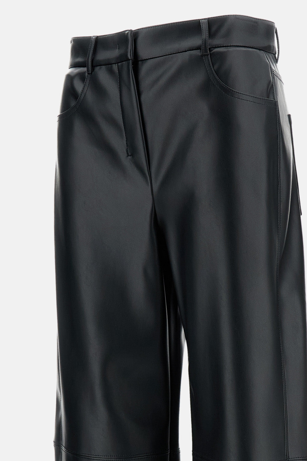 S Max Mara Women Black Faux Leather Trousers S MAX MARA