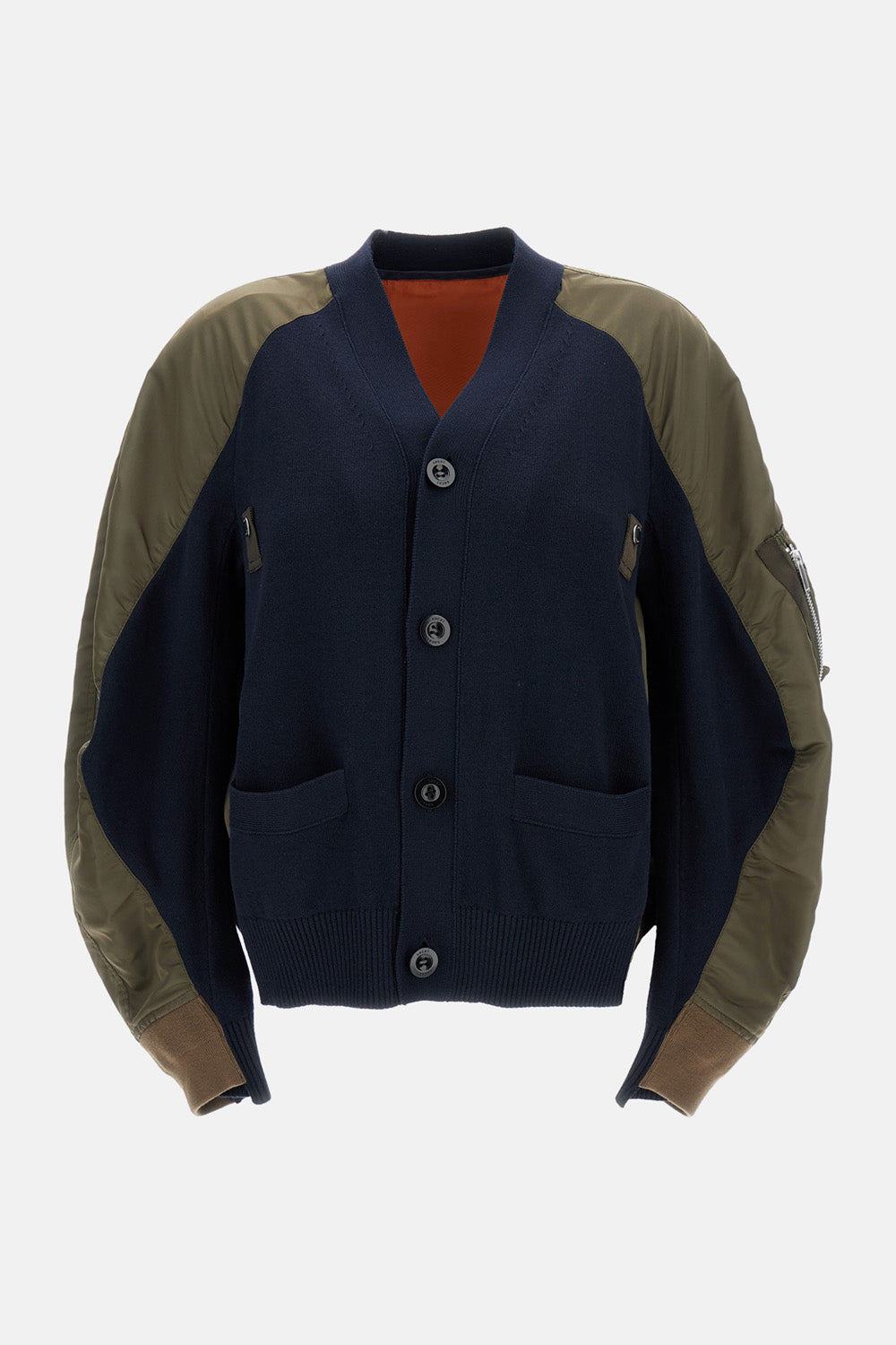 Sacai Women Nylon Twill X Knit Cardigan SACAI