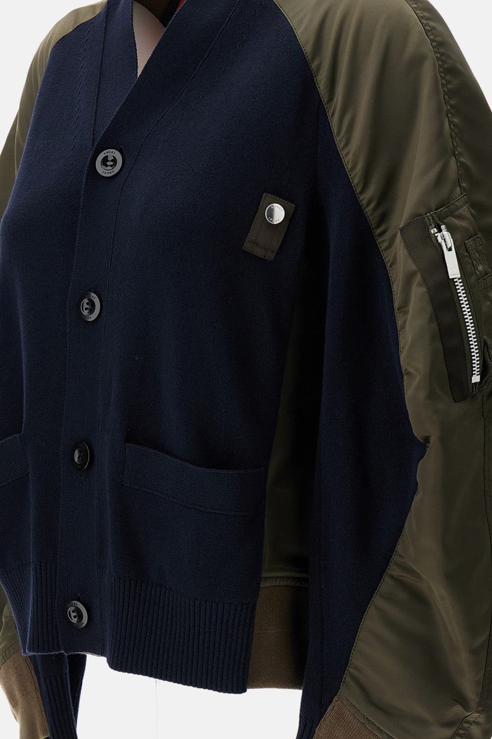 Sacai Women Nylon Twill X Knit Cardigan SACAI