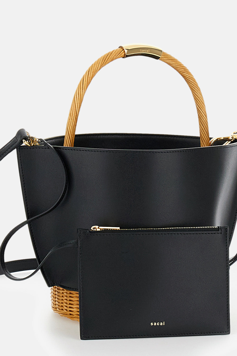 Sacai Women Medium Leather Bucket Bag SACAI