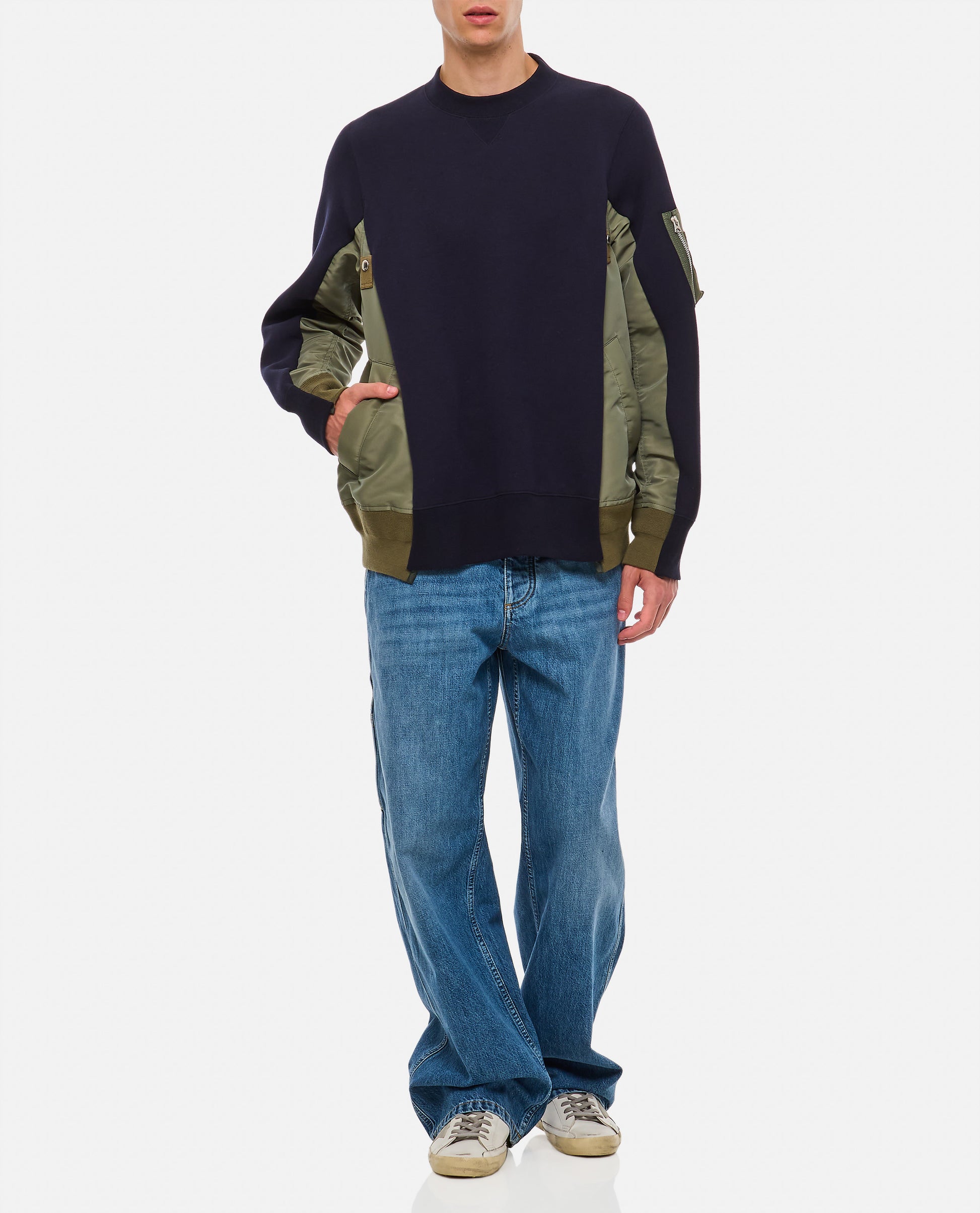 Sacai Men Sponge Sweat X Nylon Twill Pullover SACAI