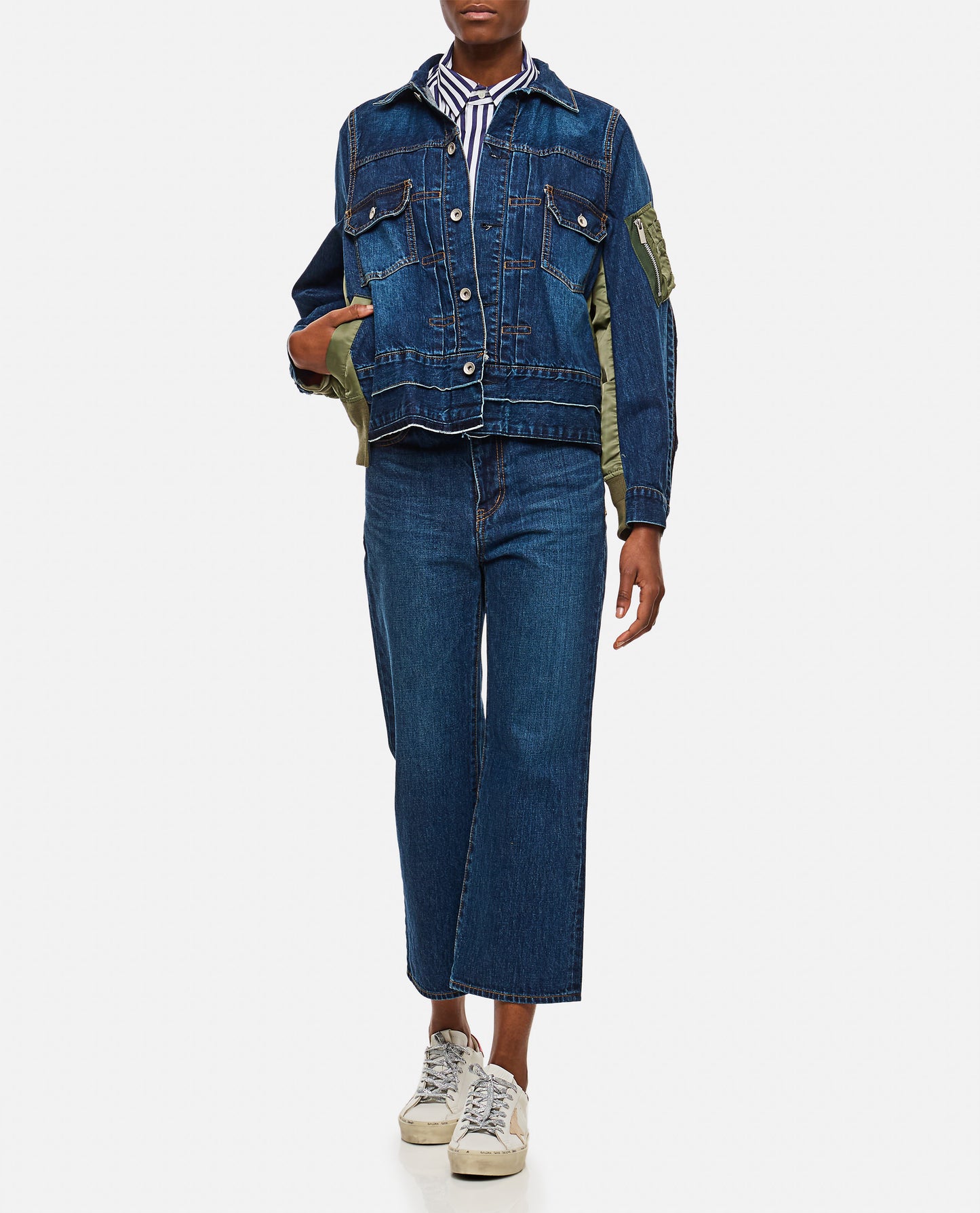 Sacai Women Denim X Nylon Twill Jacket SACAI