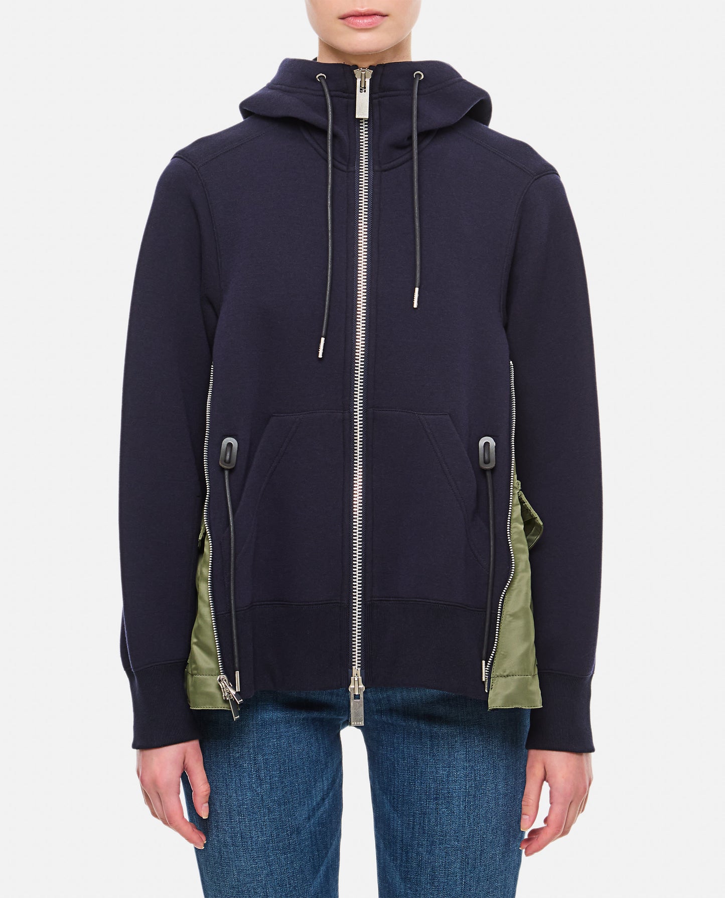 Sacai Women Sponge Sweat X Nylon Twill Hoodie SACAI