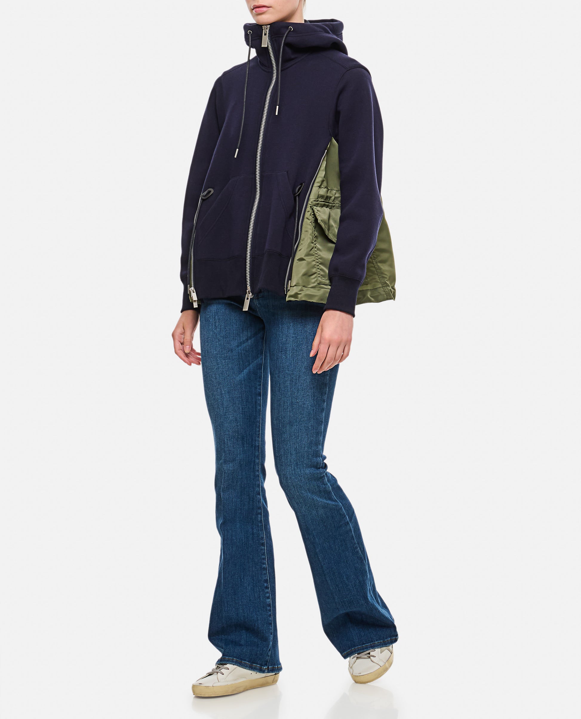 Sacai Women Sponge Sweat X Nylon Twill Hoodie SACAI