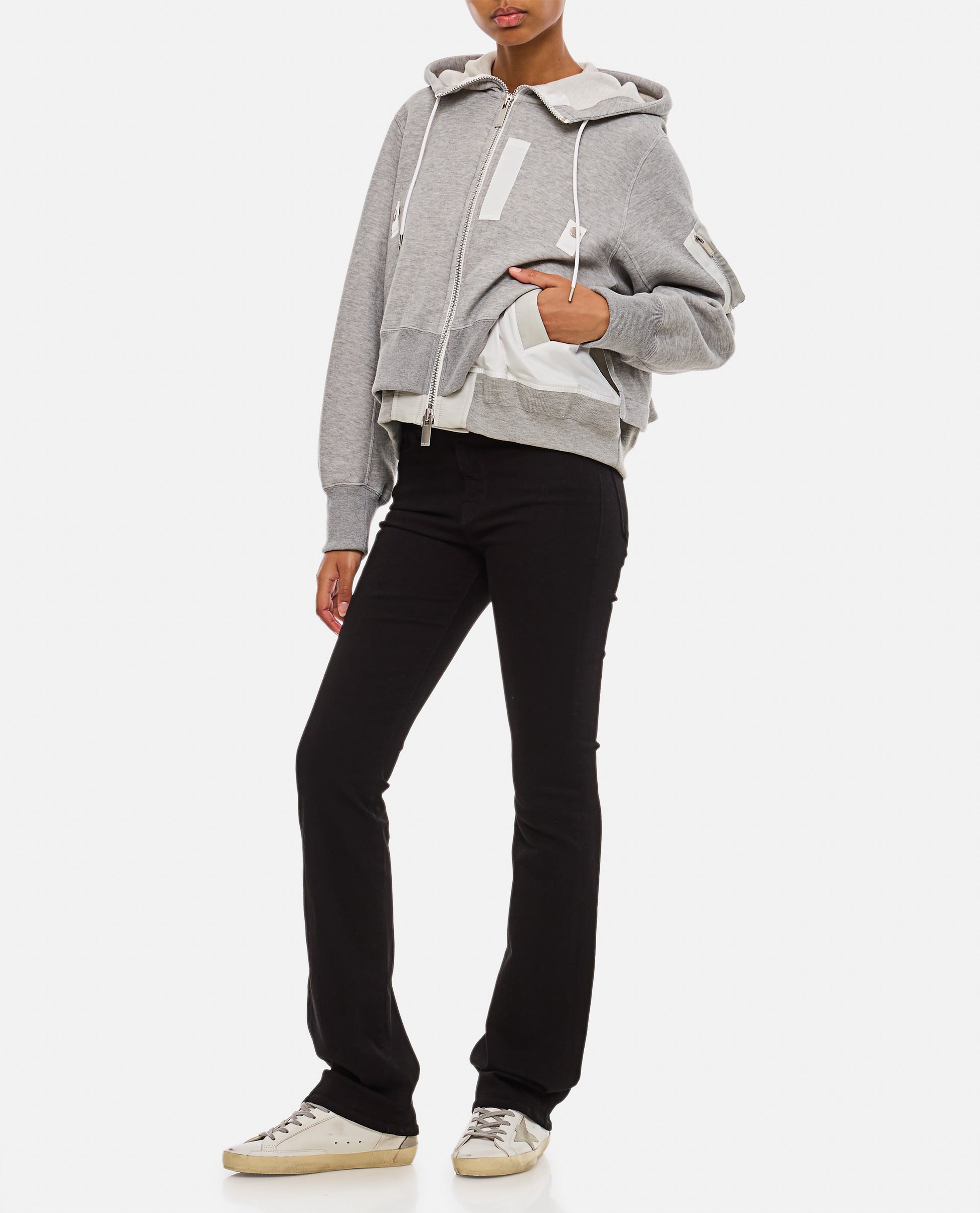 Sacai Women Sponge Sweat X Nylon Twill Hoodie SACAI