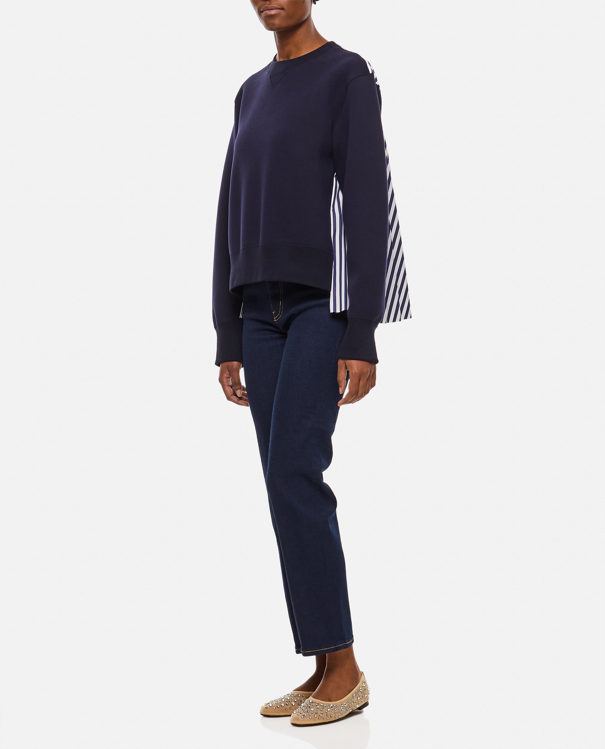 Sacai Women Sweatshirt With Pleated Fabric Back SACAI