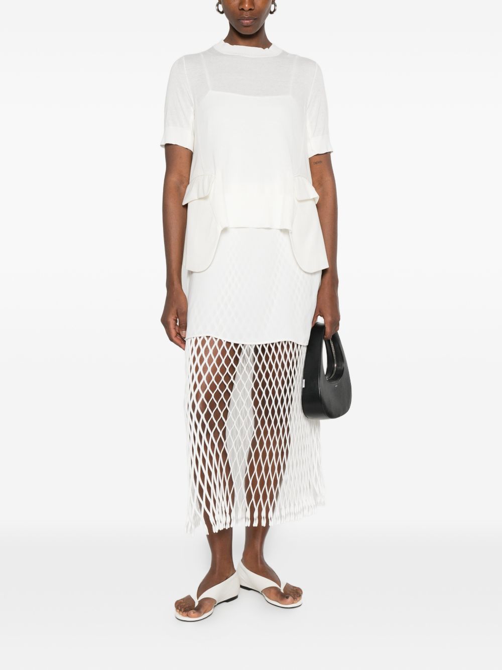 Sacai Women Wool And Cotton Blend T-Shirt SACAI