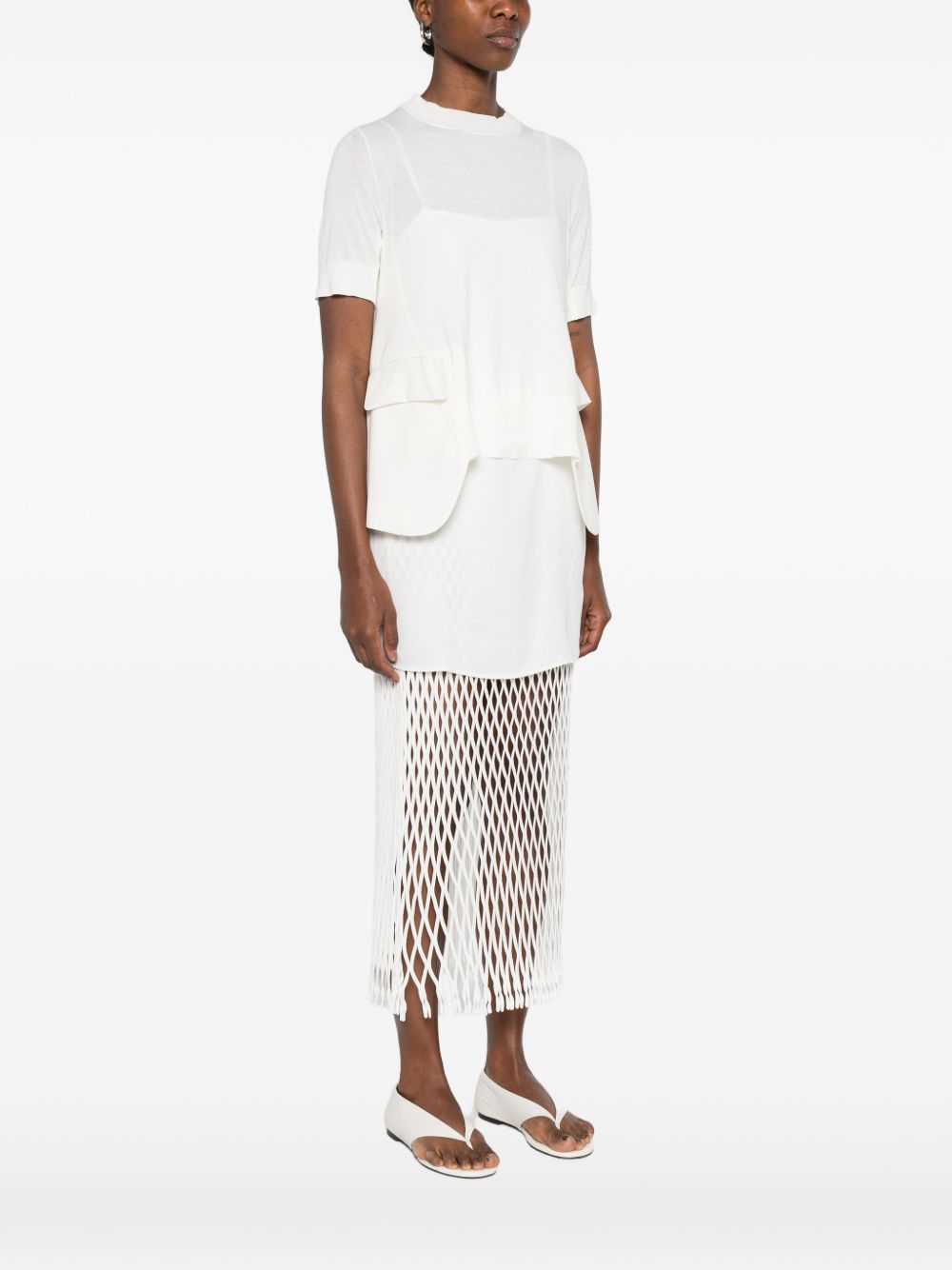 Sacai Women Wool And Cotton Blend T-Shirt SACAI