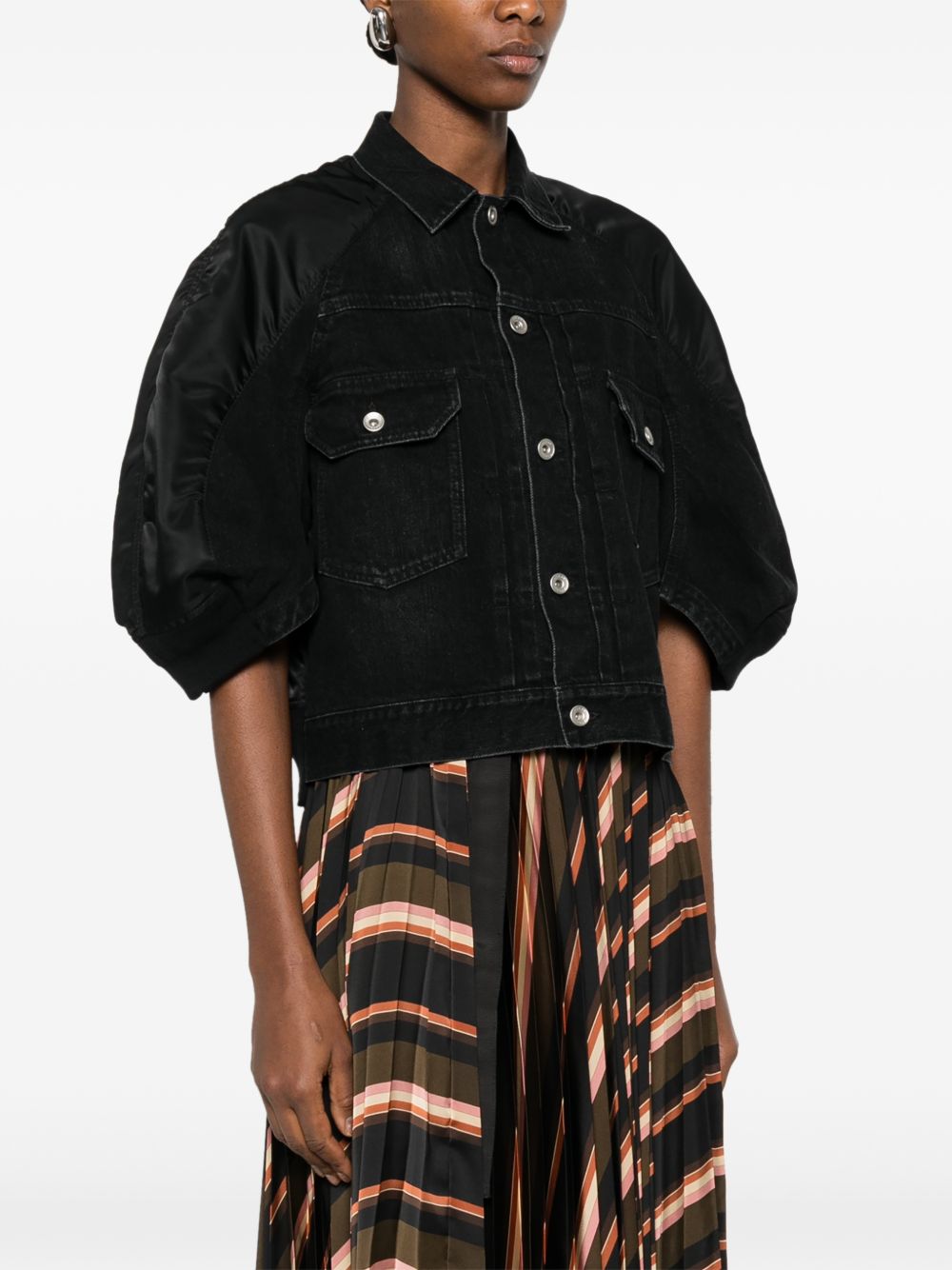 Sacai Women Nylon And Denim Jacket SACAI