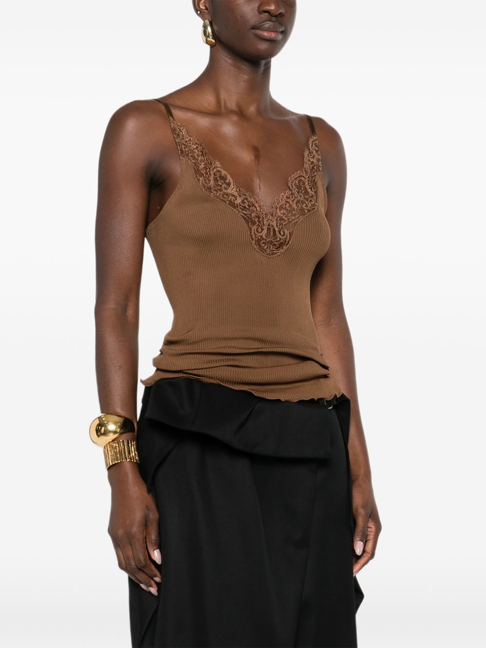 Saint Laurent Women Lace Silk Top SAINT LAURENT