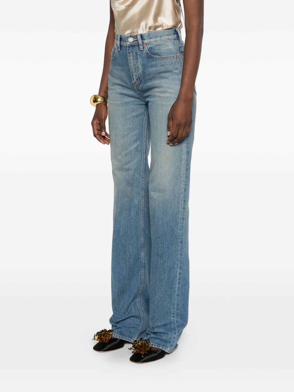 Saint Laurent Women Denim Cotton Flared Jeans SAINT LAURENT