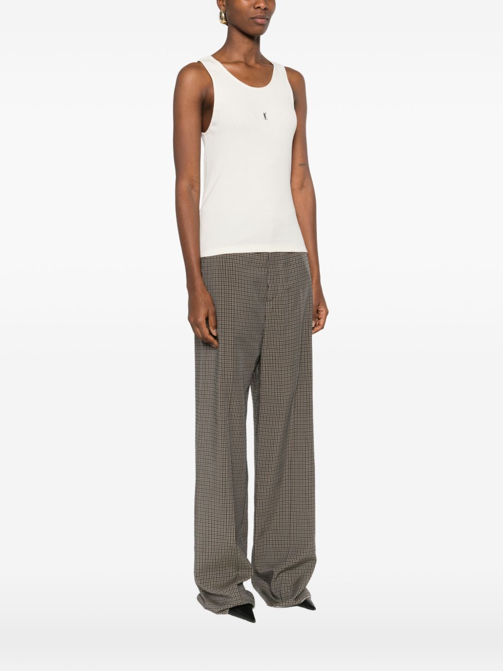 Saint Laurent Women Logo Cotton Tank Top SAINT LAURENT