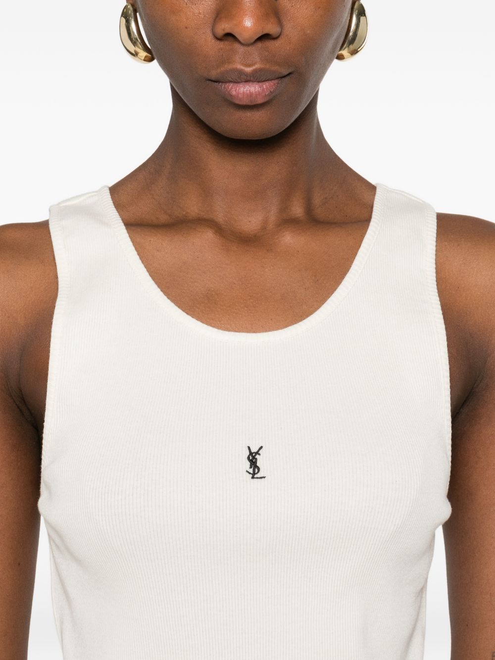 Saint Laurent Women Logo Cotton Tank Top SAINT LAURENT