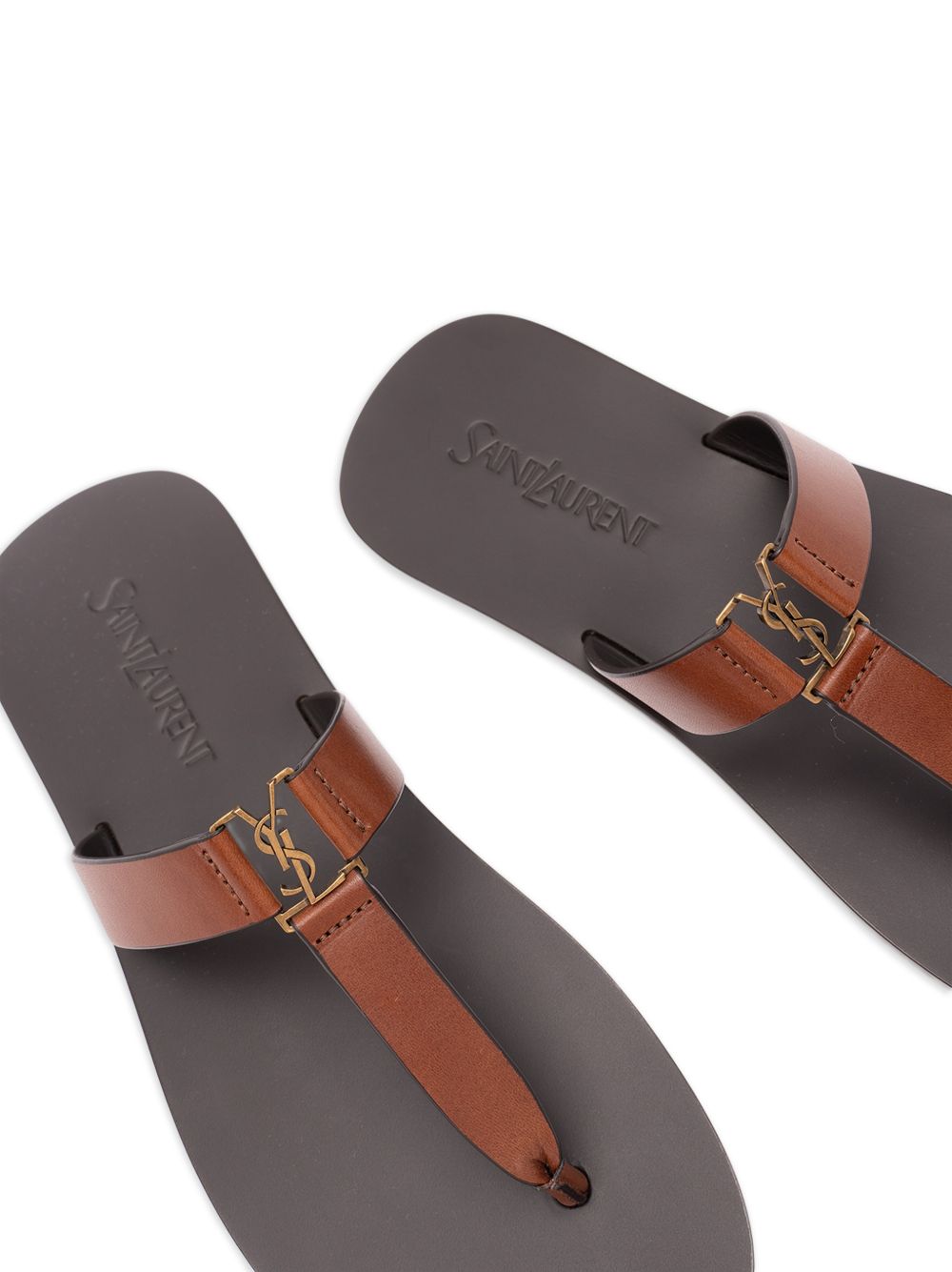 Saint Laurent Women Cassandra Leather Thong Sandals SAINT LAURENT
