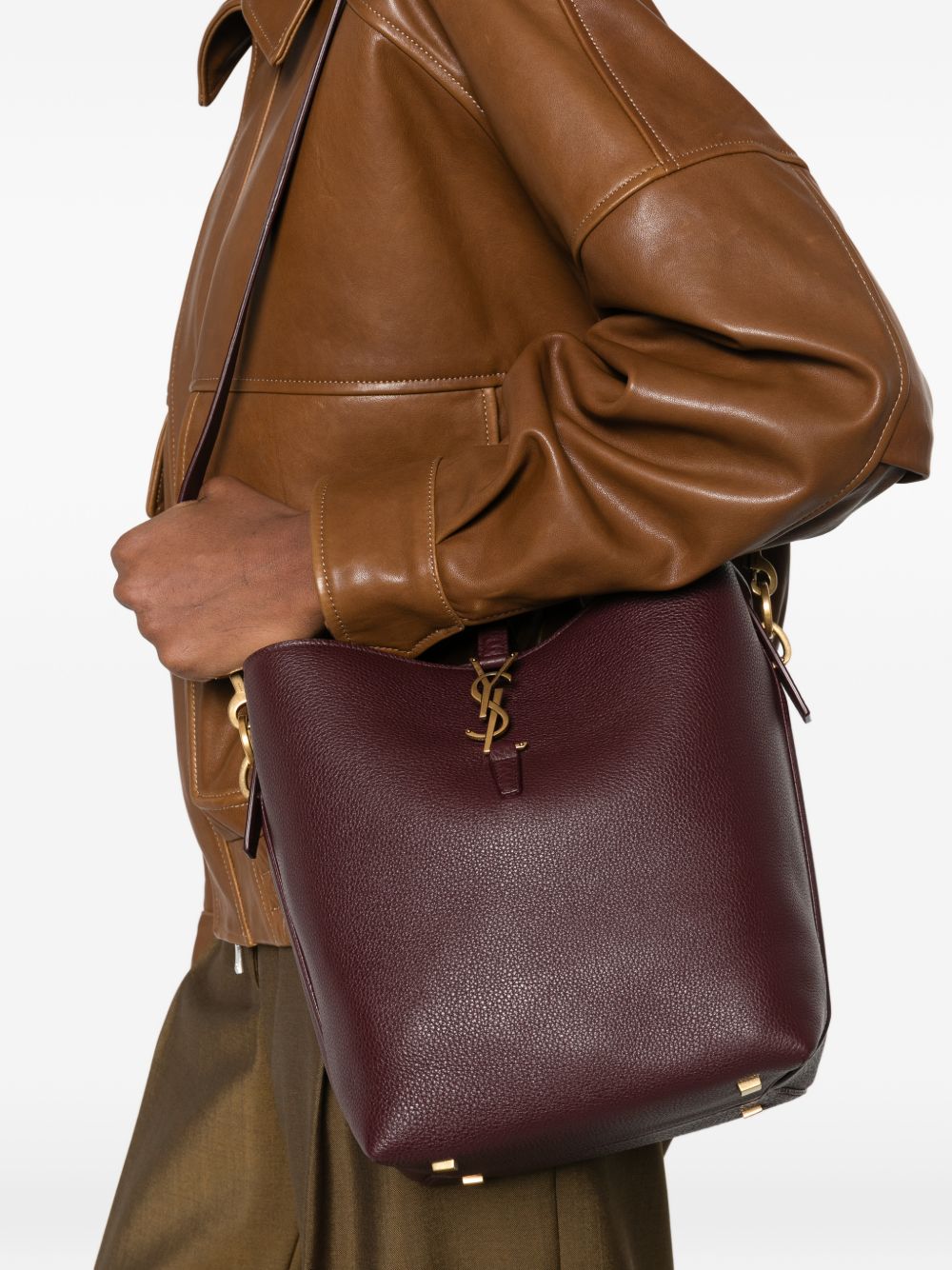 Saint Laurent Women Le 37 Medium Leather Bucket Bag