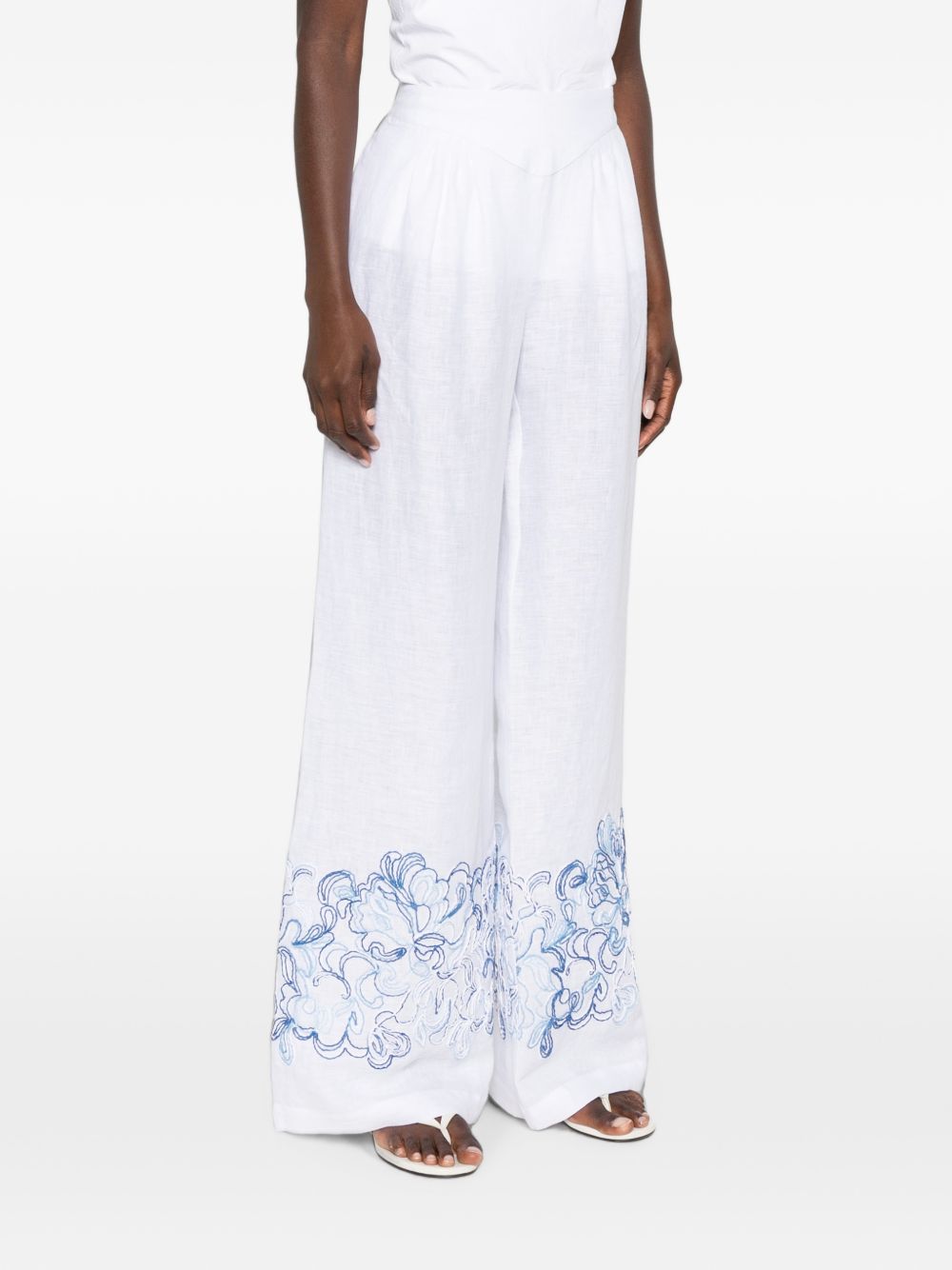 Ermanno Scervino Women Embroidered Linen Trousers ERMANO SCERVINO