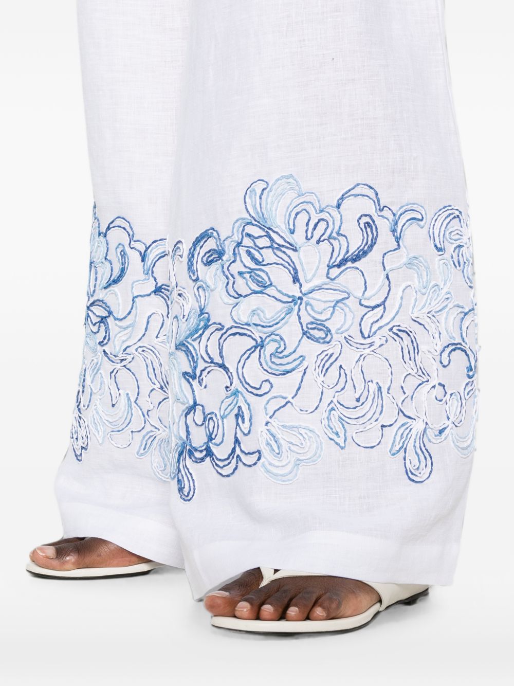 Ermanno Scervino Women Embroidered Linen Trousers ERMANO SCERVINO