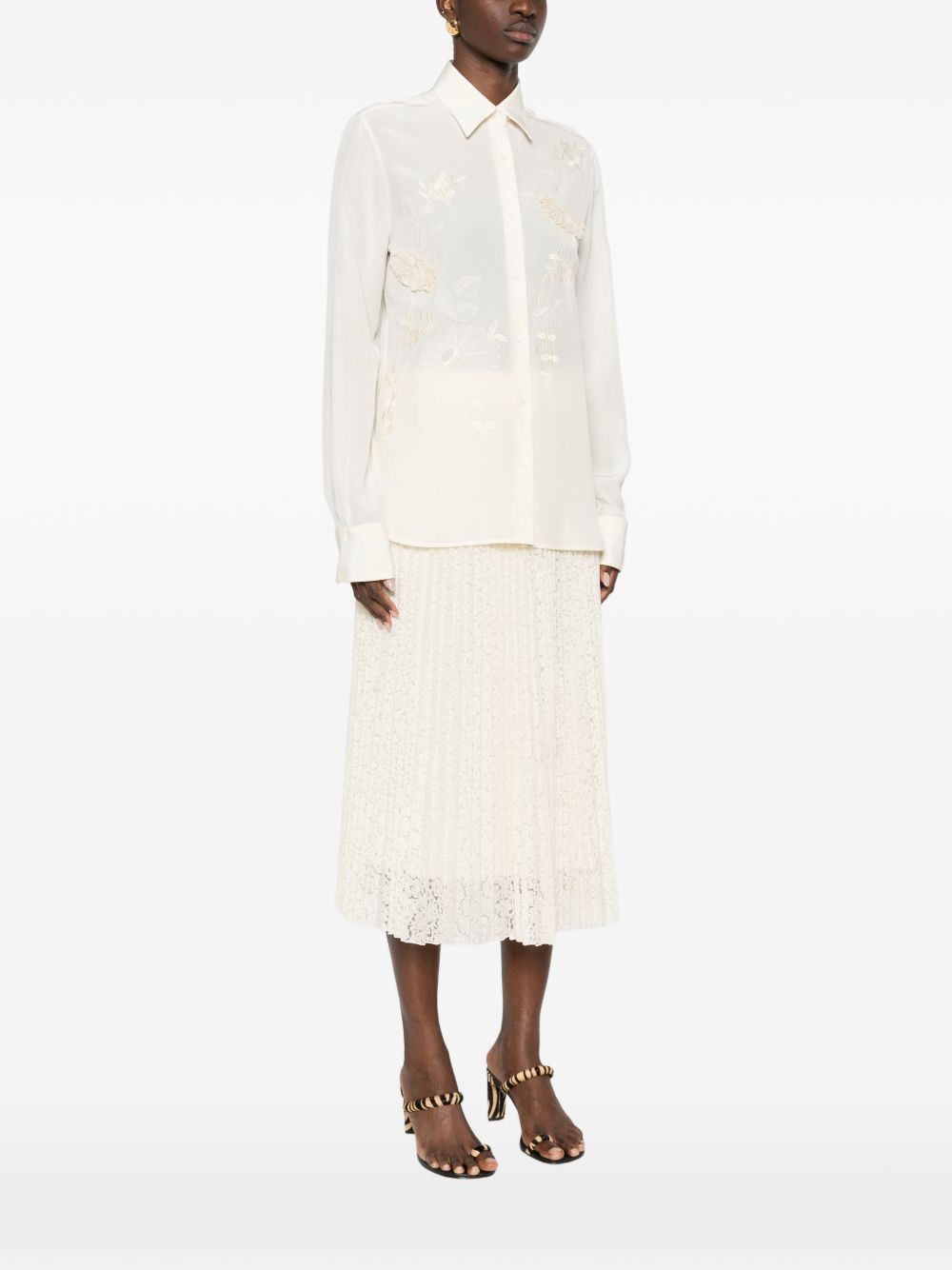 Ermanno Scervino Women Embroidered Silk Shirt ERMANO SCERVINO