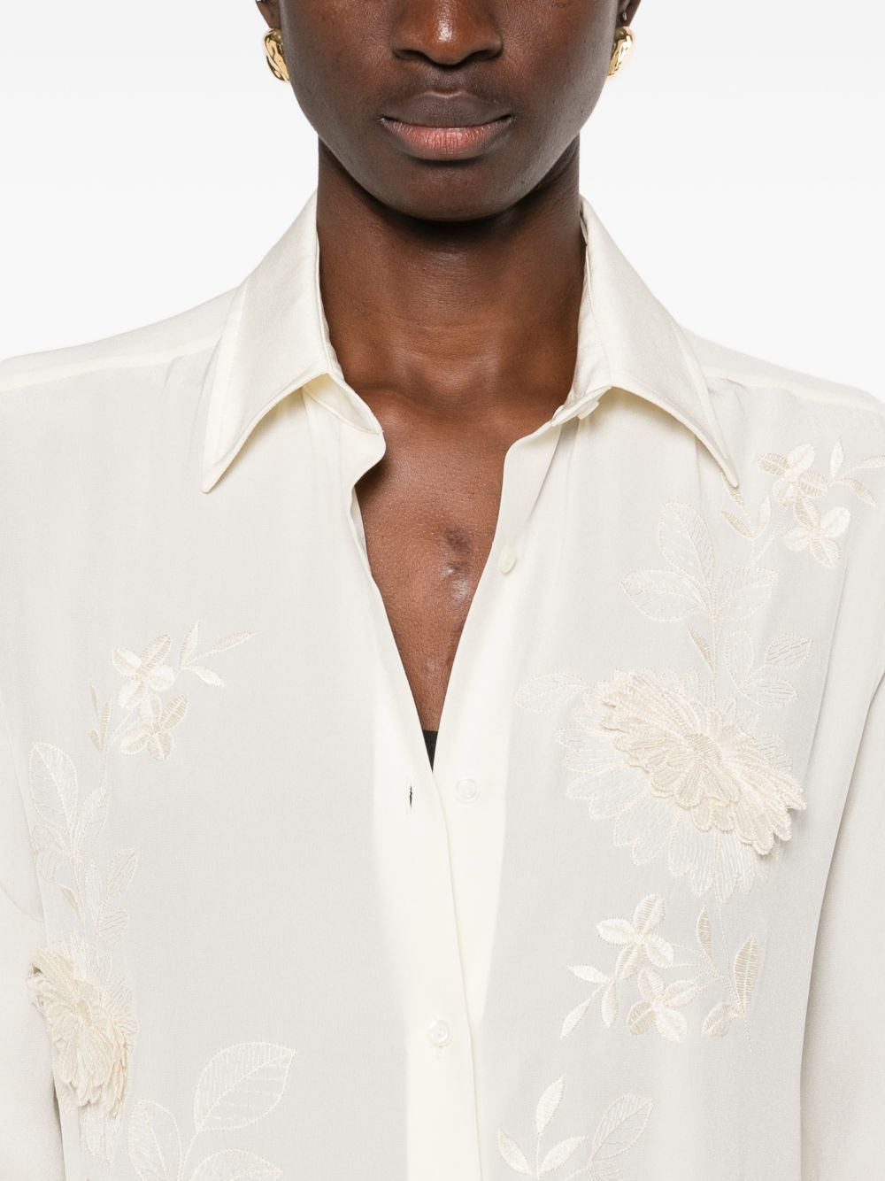 Ermanno Scervino Women Embroidered Silk Shirt ERMANO SCERVINO