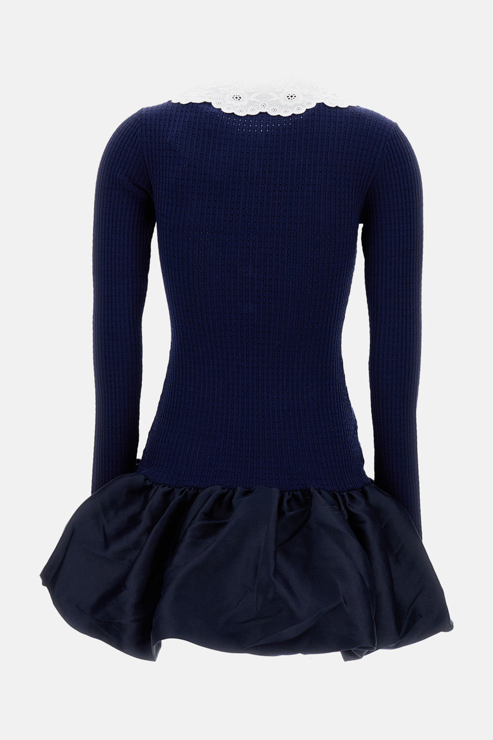 Self-Portrait Women Navy Knit Taffeta Mini Dress SELF-PORTRAIT