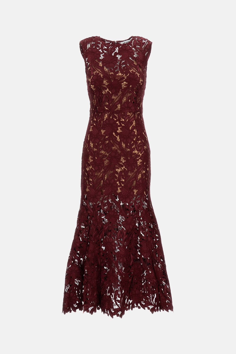 Self-Portrait Women Burgundy Guipure Lace Midi Dress SELF-PORTRAIT