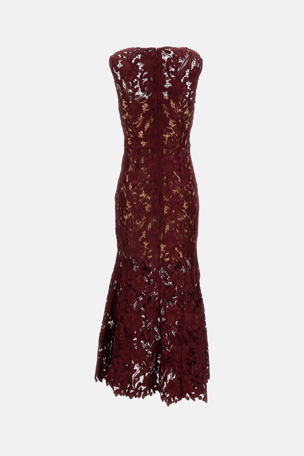 Self-Portrait Women Burgundy Guipure Lace Midi Dress SELF-PORTRAIT