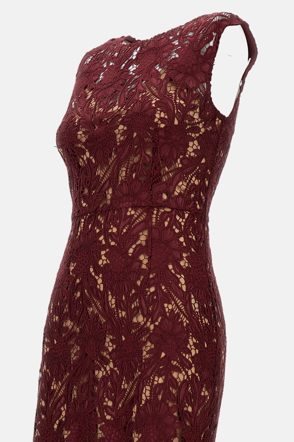 Self-Portrait Women Burgundy Guipure Lace Midi Dress SELF-PORTRAIT