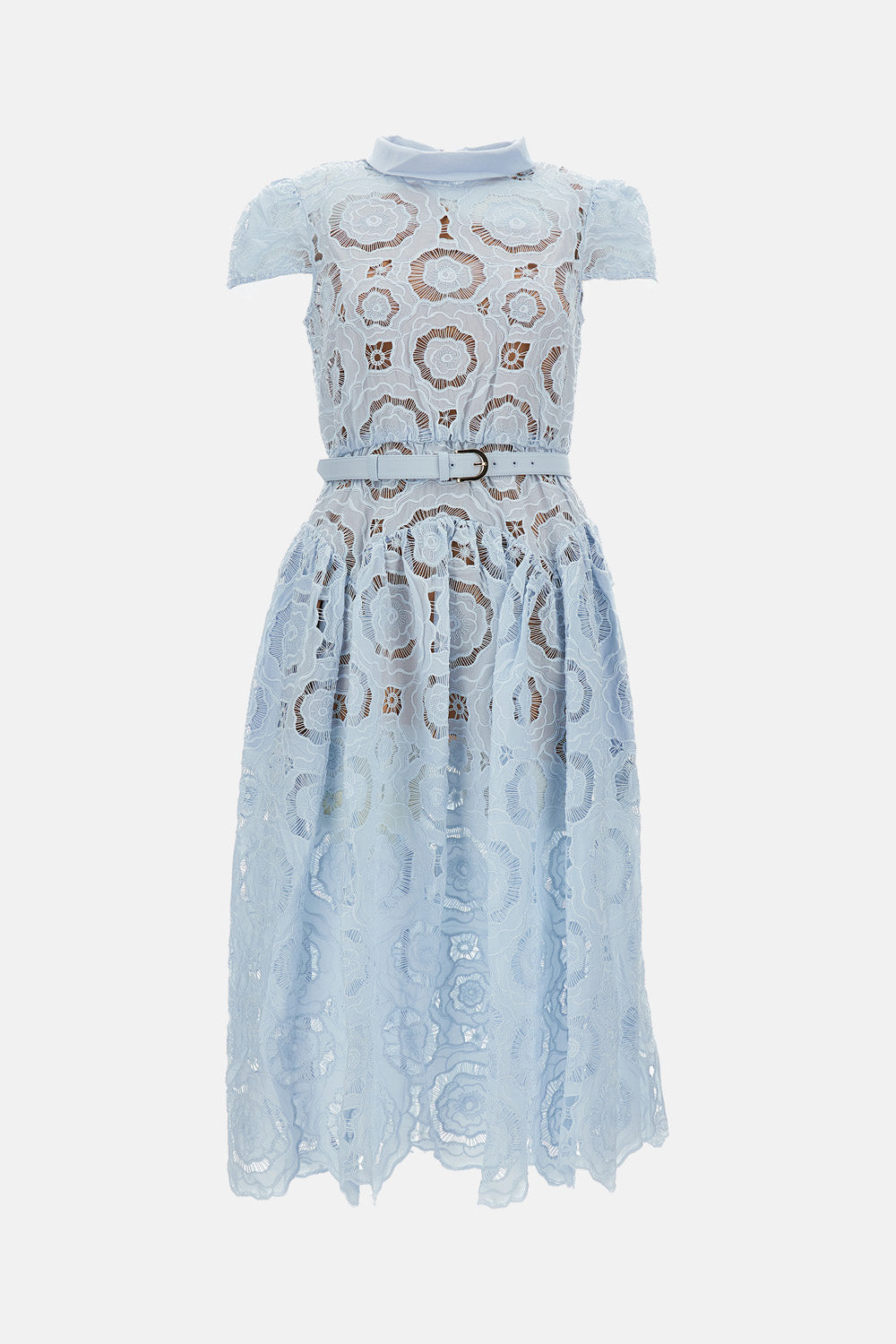 Self-Portrait Women Blue Floral Lace Midi Dress SELF-PORTRAIT