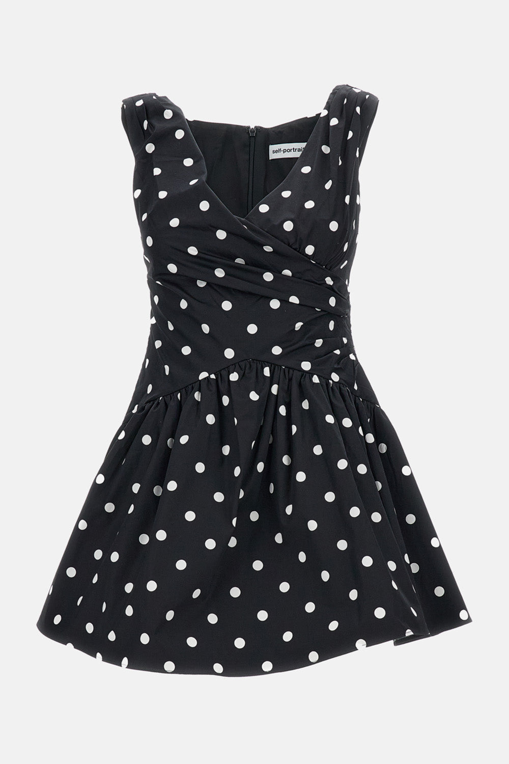 Self-Portrait Women Black Polka Dot Cotton Mini Dress