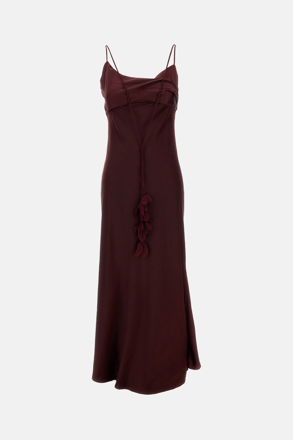 Self-Portrait Women Burgundy Satin Flower Midi Dress SELF-PORTRAIT