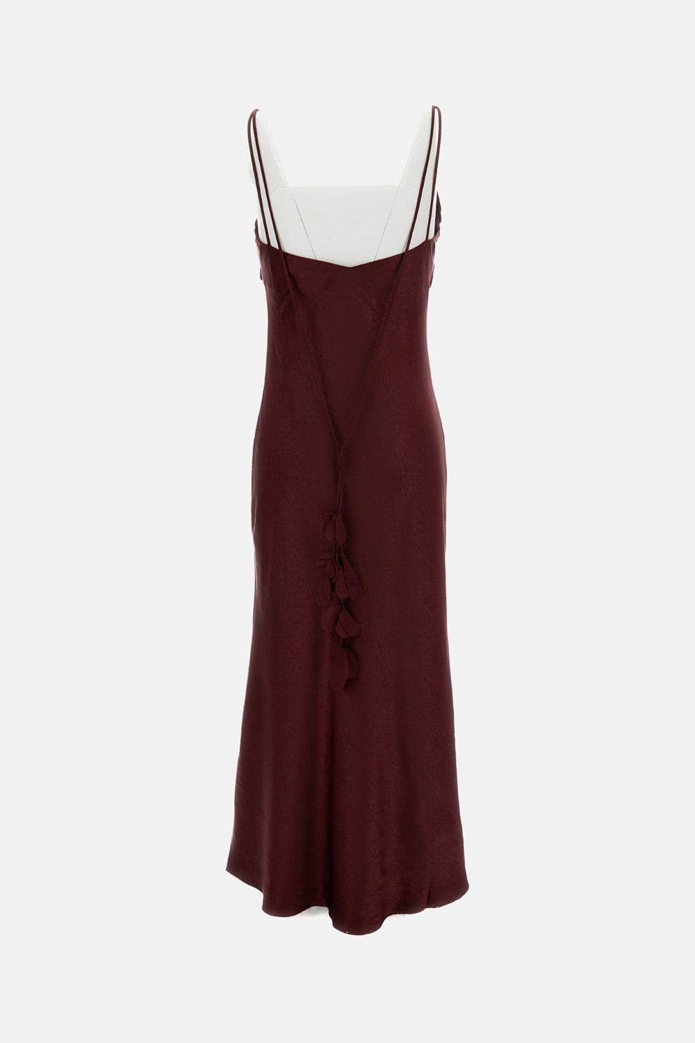 Self-Portrait Women Burgundy Satin Flower Midi Dress SELF-PORTRAIT