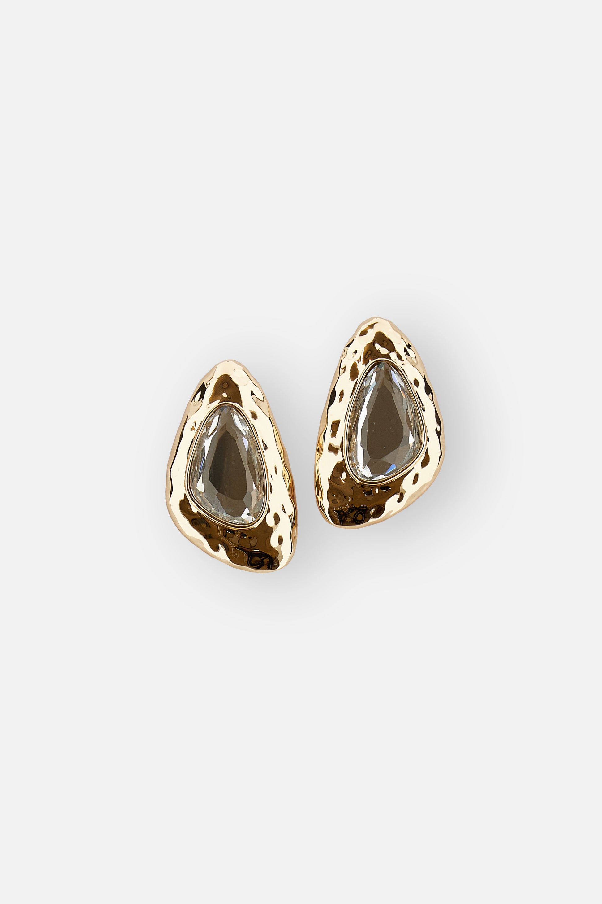 Self-Portrait Women Hammered Gold Crystal Earrings SELF-PORTRAIT
