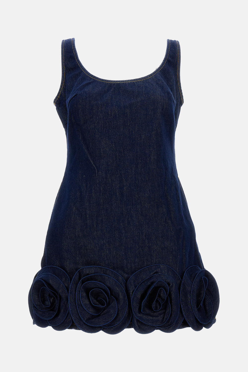 Self-Portrait Women Indigo Denim Mini Dress With 3D Flowers SELF-PORTRAIT