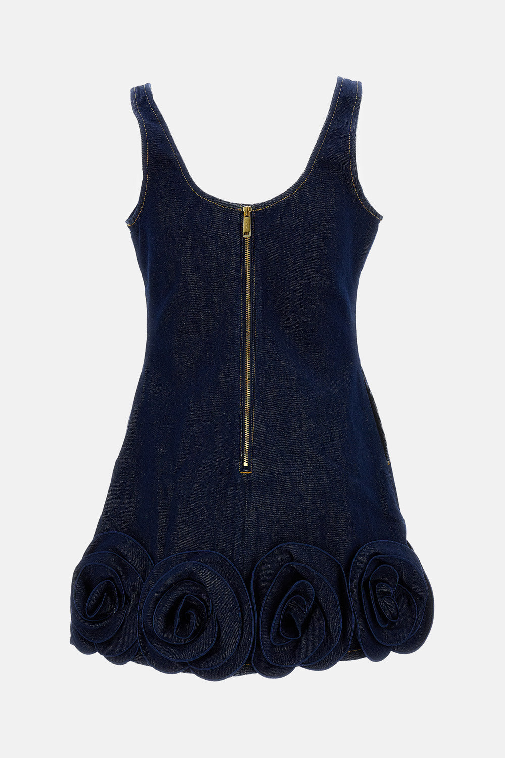 Self-Portrait Women Indigo Denim Mini Dress With 3D Flowers SELF-PORTRAIT