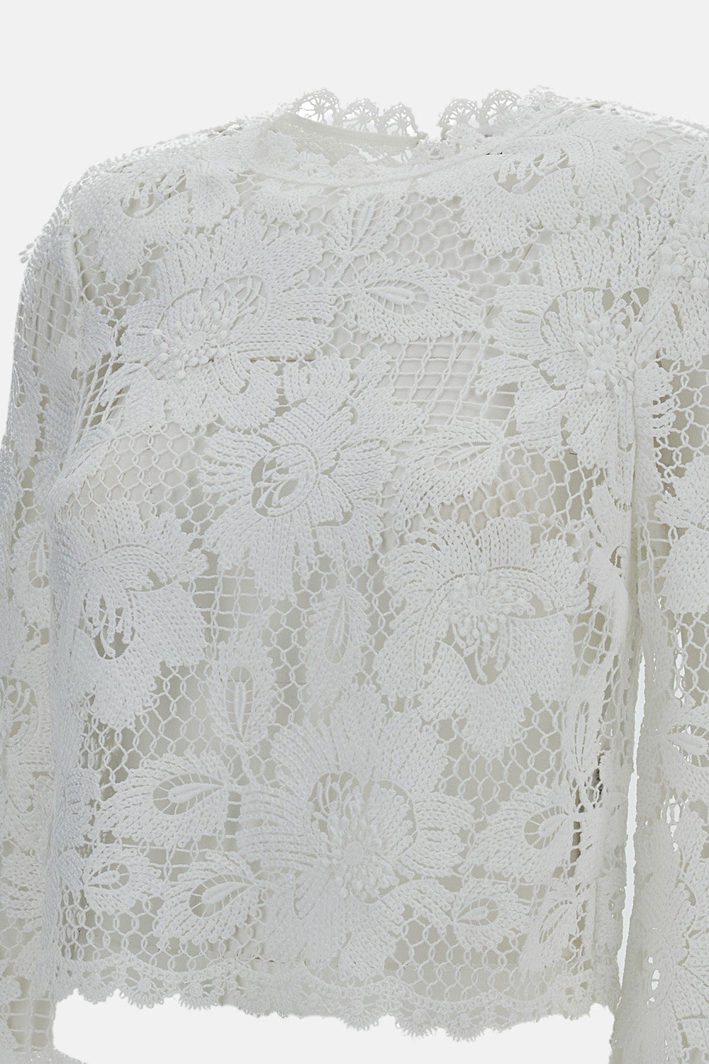 Self-Portrait Women White Crochet Lace Top SELF-PORTRAIT