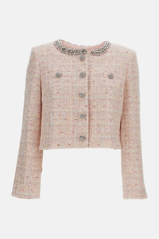Self-Portrait Women Pink Sequin Boucle Jacket SELF-PORTRAIT
