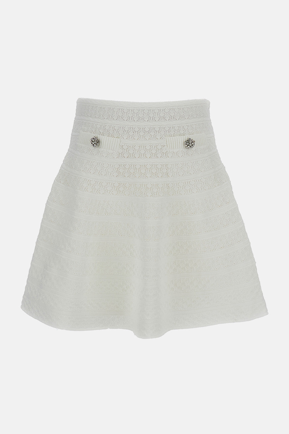 Self-Portrait Women White Pointelle Knit Mini Skirt SELF-PORTRAIT