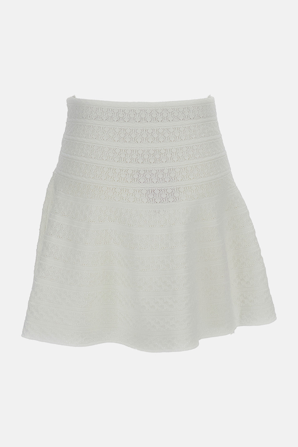 Self-Portrait Women White Pointelle Knit Mini Skirt SELF-PORTRAIT