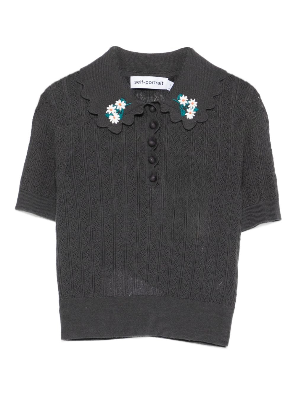 Self Portrait Women Wool Embroidered Polo Shirt SELF-PORTRAIT