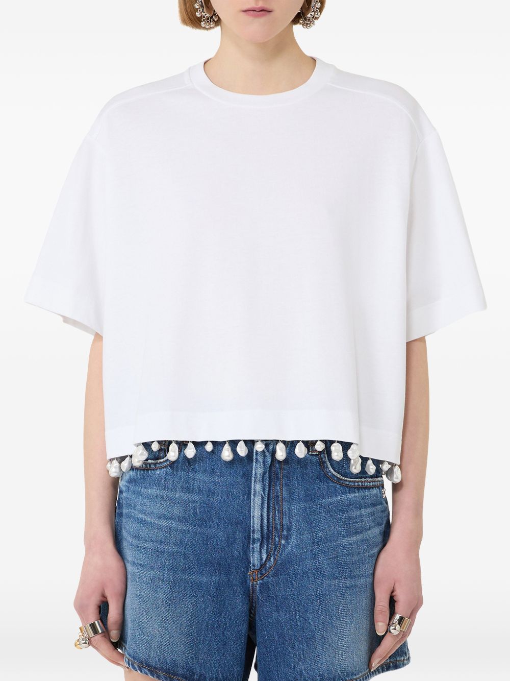 Sportmax Women Embellished Cotton T-Shirt SPORTMAX