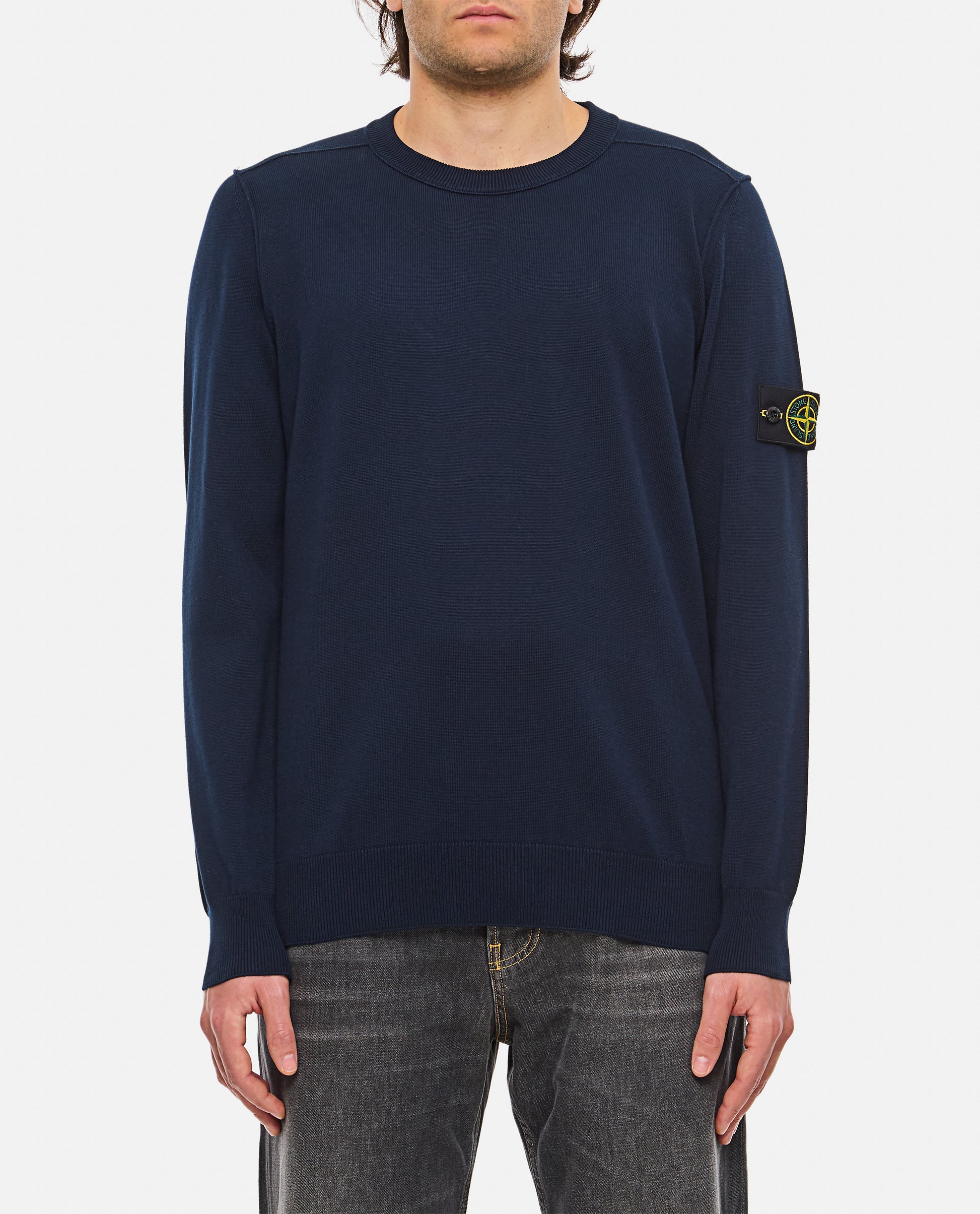 Stone Island Men Cotton Pullover With Logo Badge STONE ISLAND