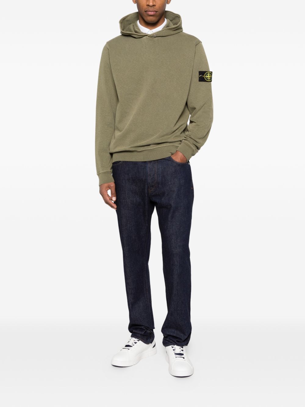 Stone Island Men Logo Cotton Hoodie STONE ISLAND