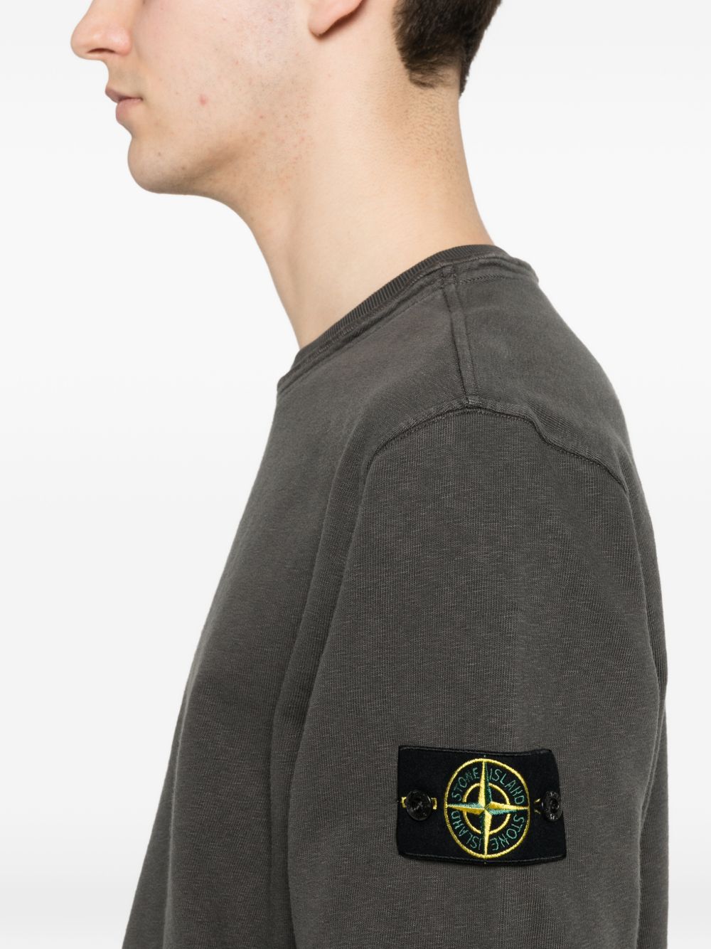 Stone Island Men Logo Cotton Crewneck Sweatshirt STONE ISLAND