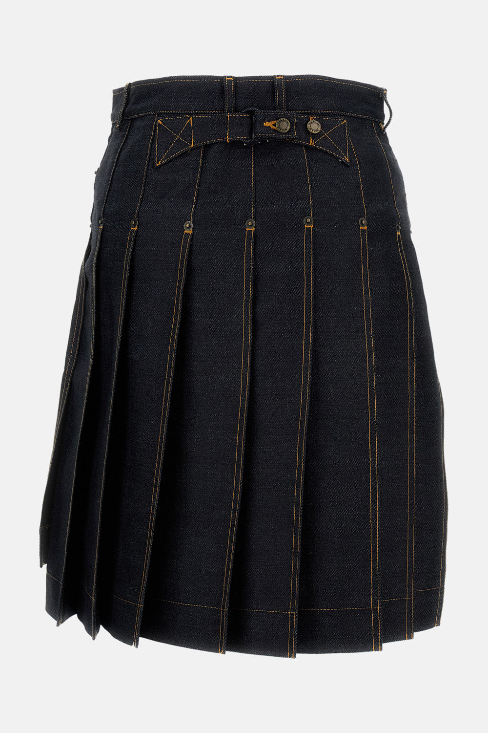 Thom Browne Women Pleated Skirt In Washed Japanese Selvedge Denim THOM BROWNE