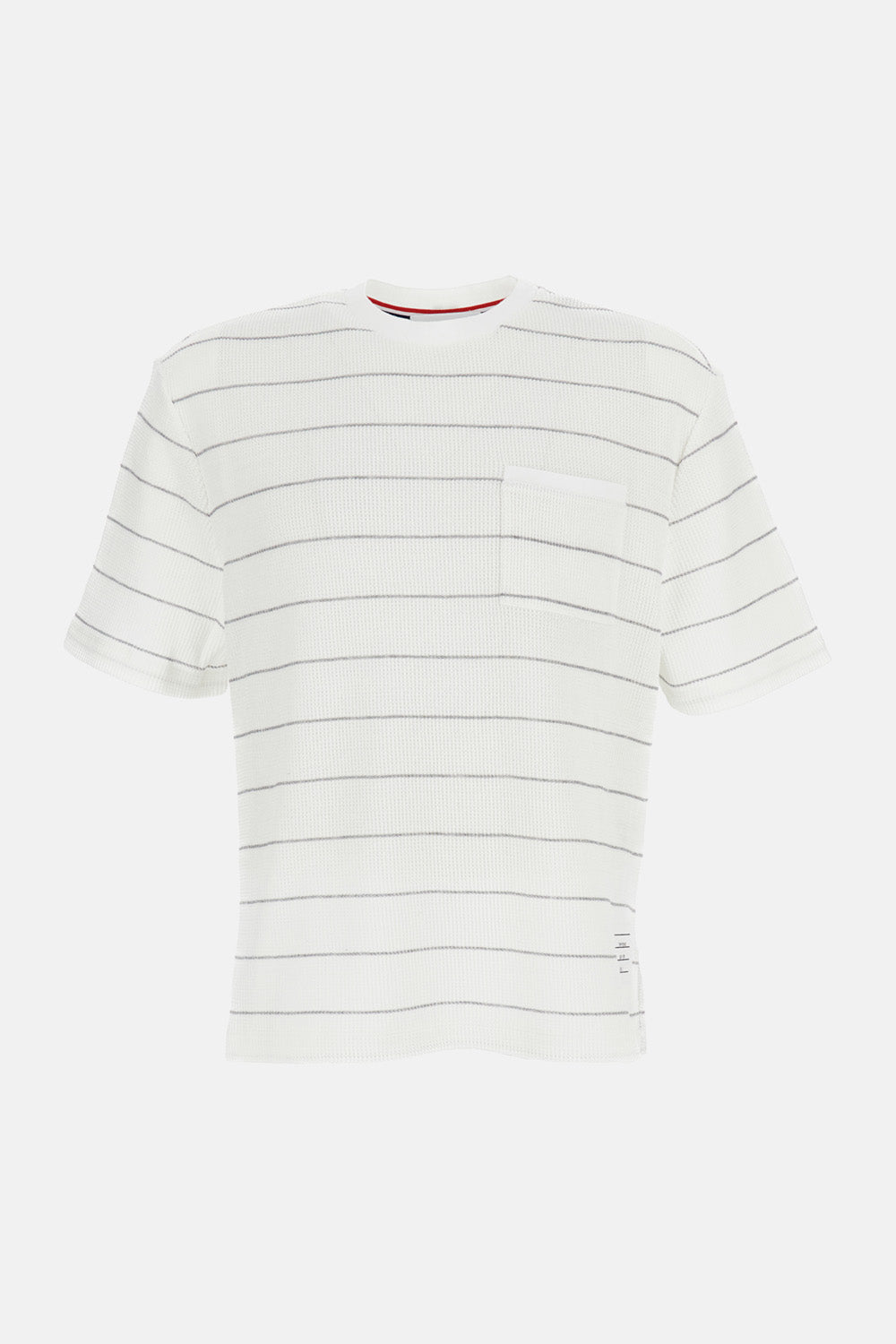 Thom Browne Men Short Sleeve Tee In Textured Stripe Waffle THOM BROWNE
