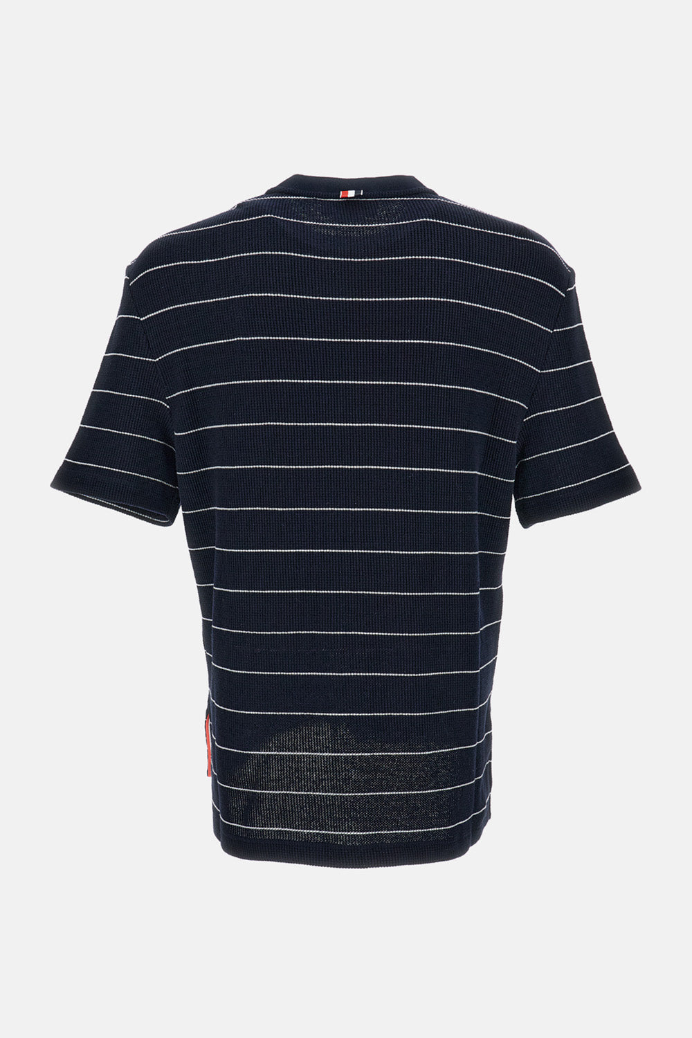 Thom Browne Men Short Sleeve Tee In Textured Stripe Waffle THOM BROWNE