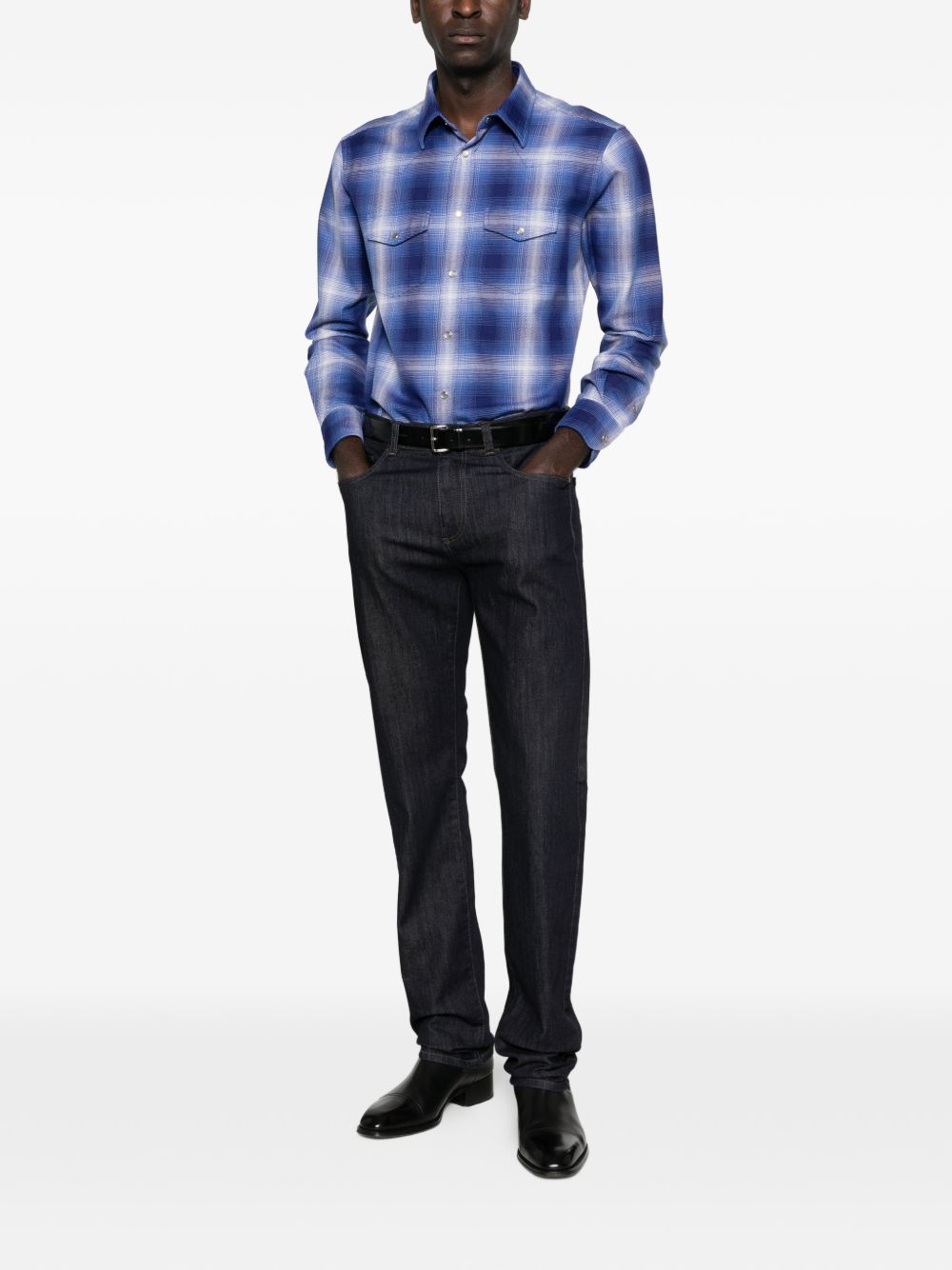 Tom Ford Men Cotton Checked Shirt TOM FORD