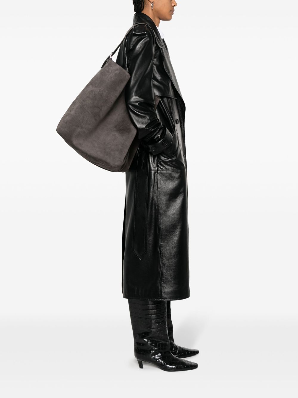 Toteme Women Belted Suede Leather Tote TOTEME