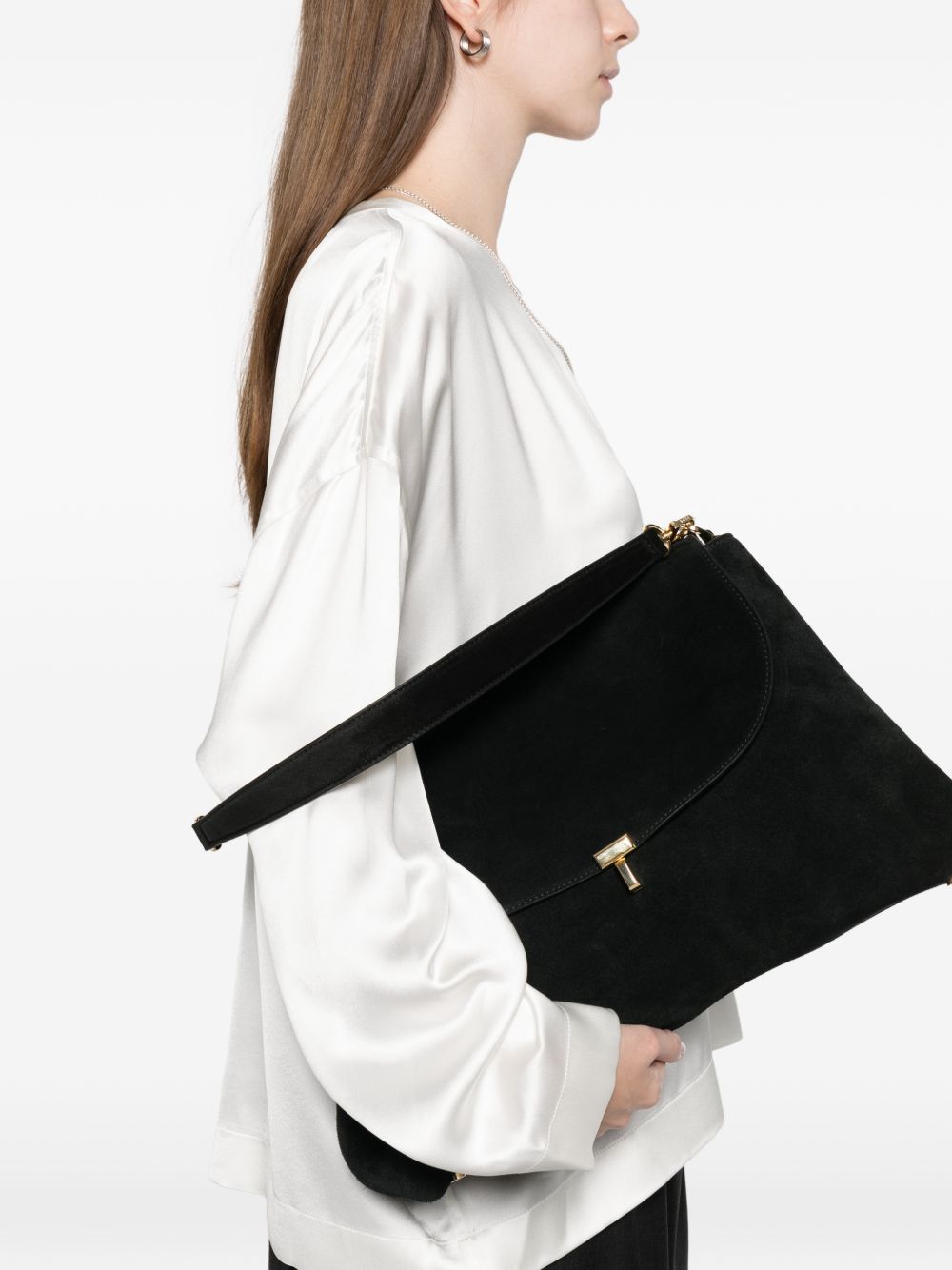 Toteme Women T-Lock Suede Leather Tote Bag TOTEME